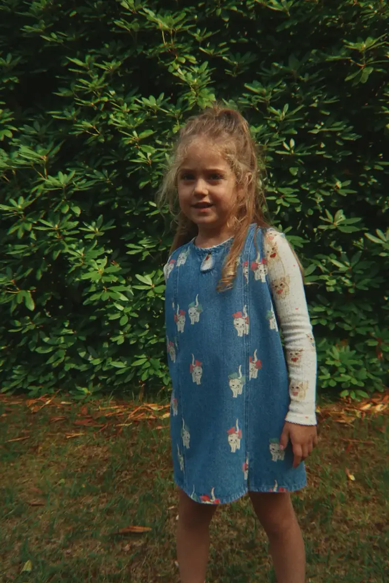 vestito di cotone bambina MAGOT DRESS GOTS Blu