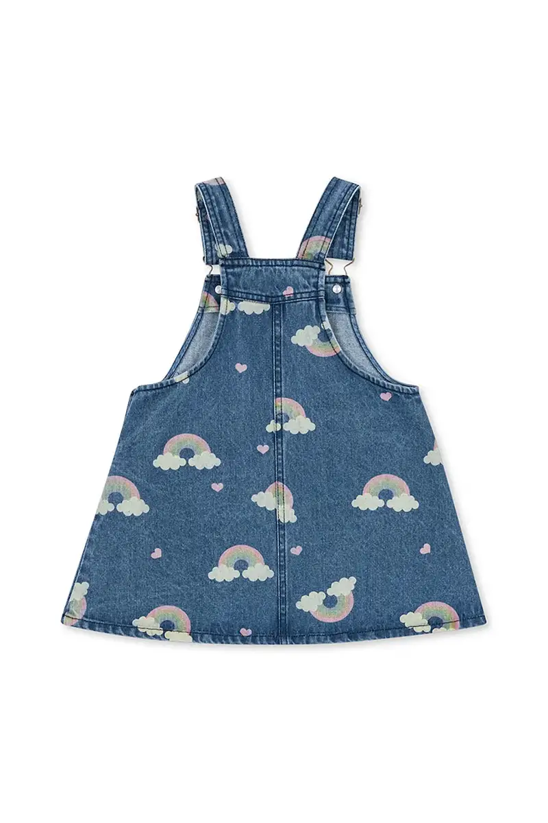 vestito di cotone bambina MAGOT OVERALL DRESS GOTS colore blu navy KS103887 miniatura 2