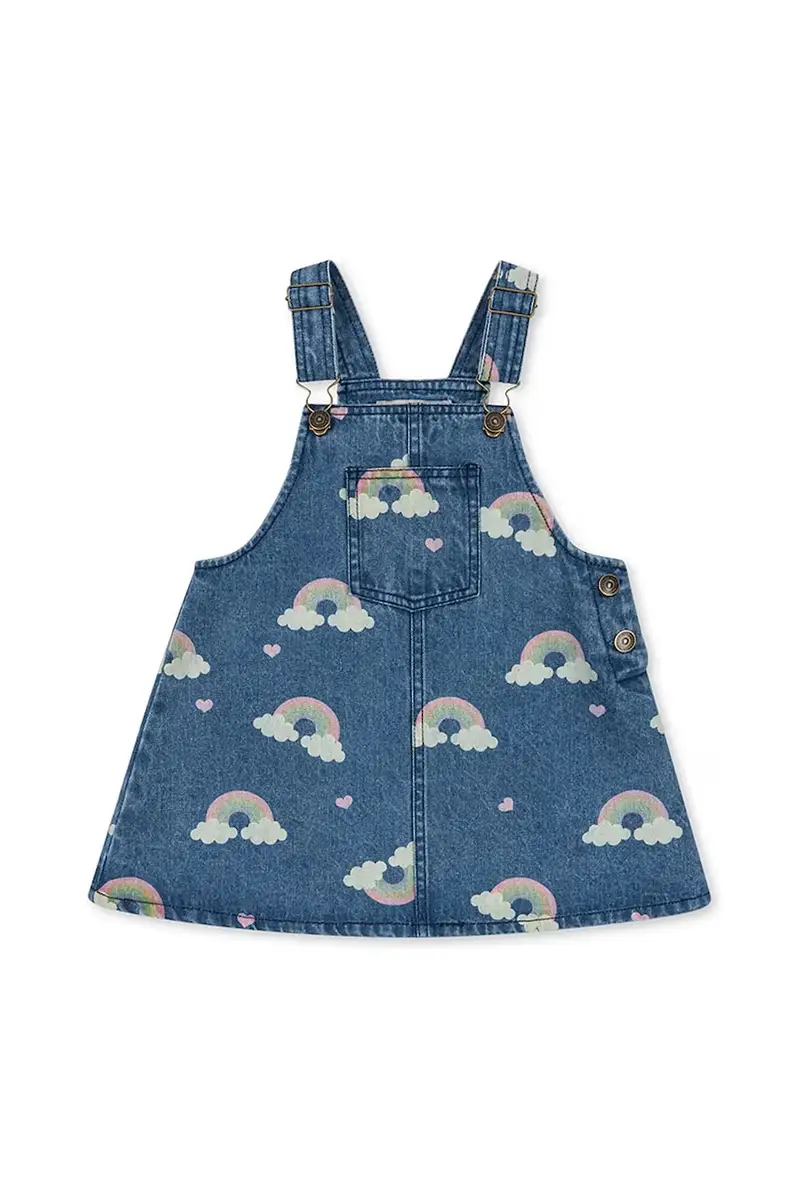 vestito di cotone bambina MAGOT OVERALL DRESS GOTS colore blu navy KS103887