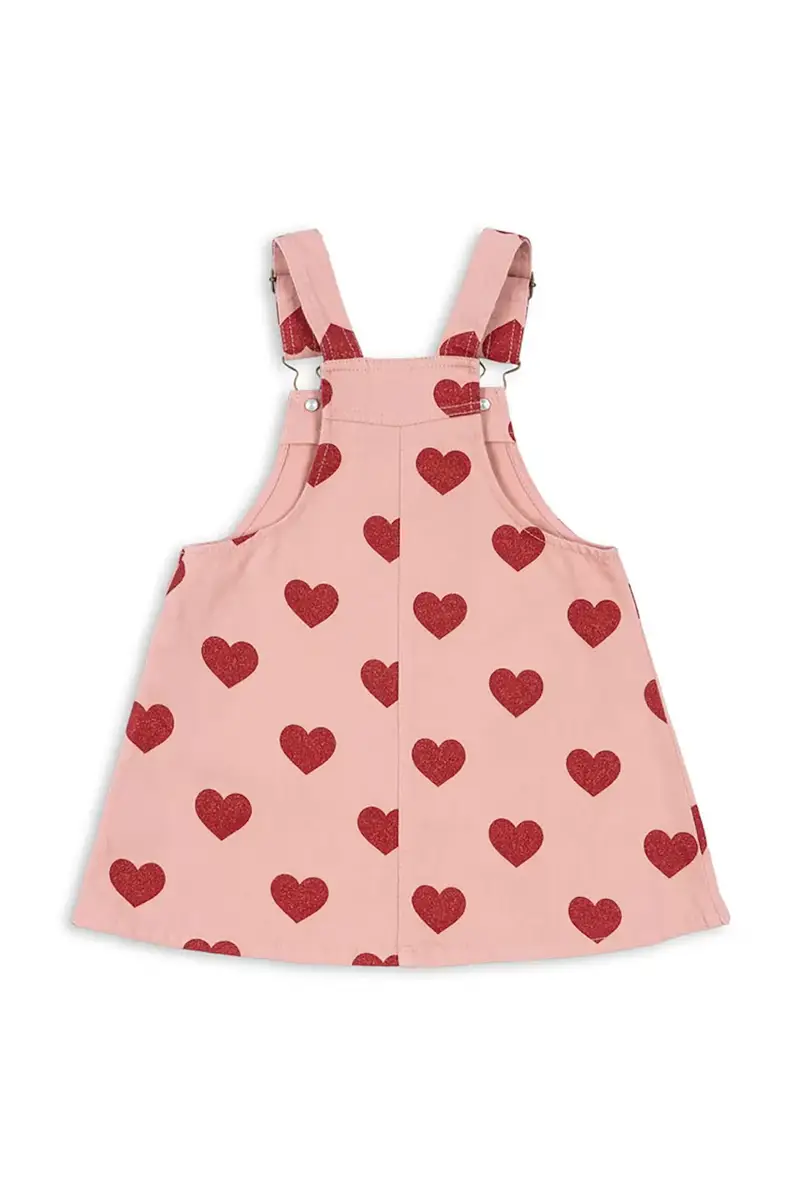 vestito di cotone bambina MAGOT OVERALL DRESS GOTS Rosa miniatura 2