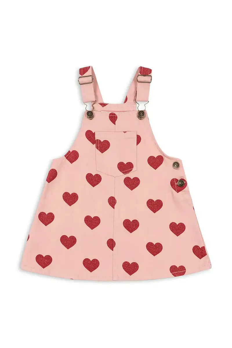 vestito di cotone bambina MAGOT OVERALL DRESS GOTS Rosa