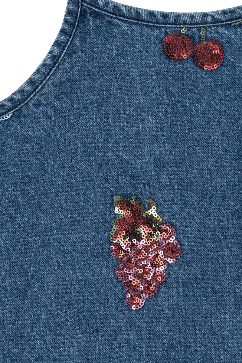 vestito di cotone bambina MAGOT SEQUIN STRAP DRESS GOTS Blu miniatura 4