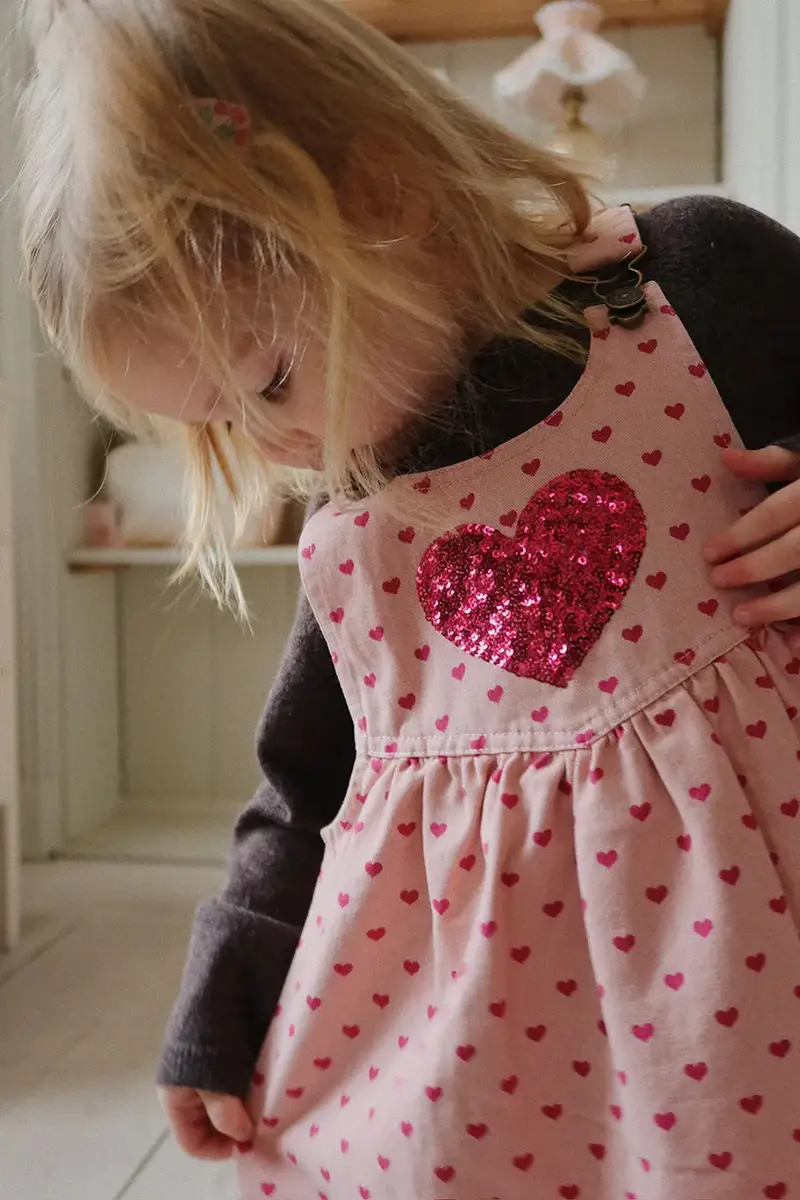 vestito di cotone bambina NOLA SEQUIN SPENCER DRESS GOTS colore rosa KS103949