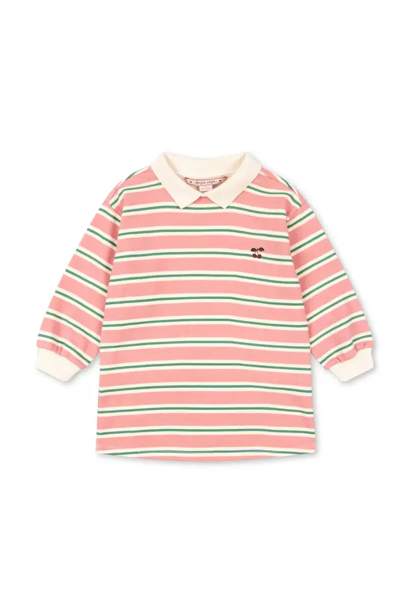 vestito di cotone bambina SPOTTY LS DRESS GOTS Rosa miniatura 2