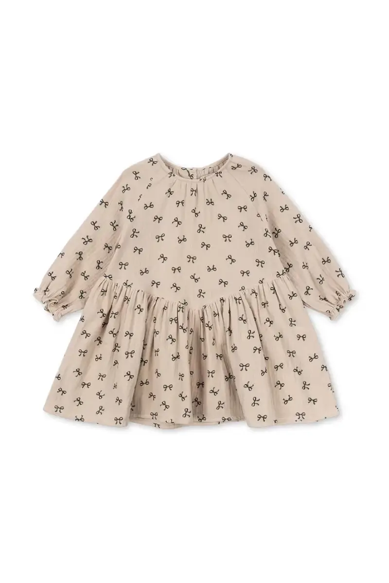 vestito di cotone per bambini COCO DRESS GOTS colore beige KS103758