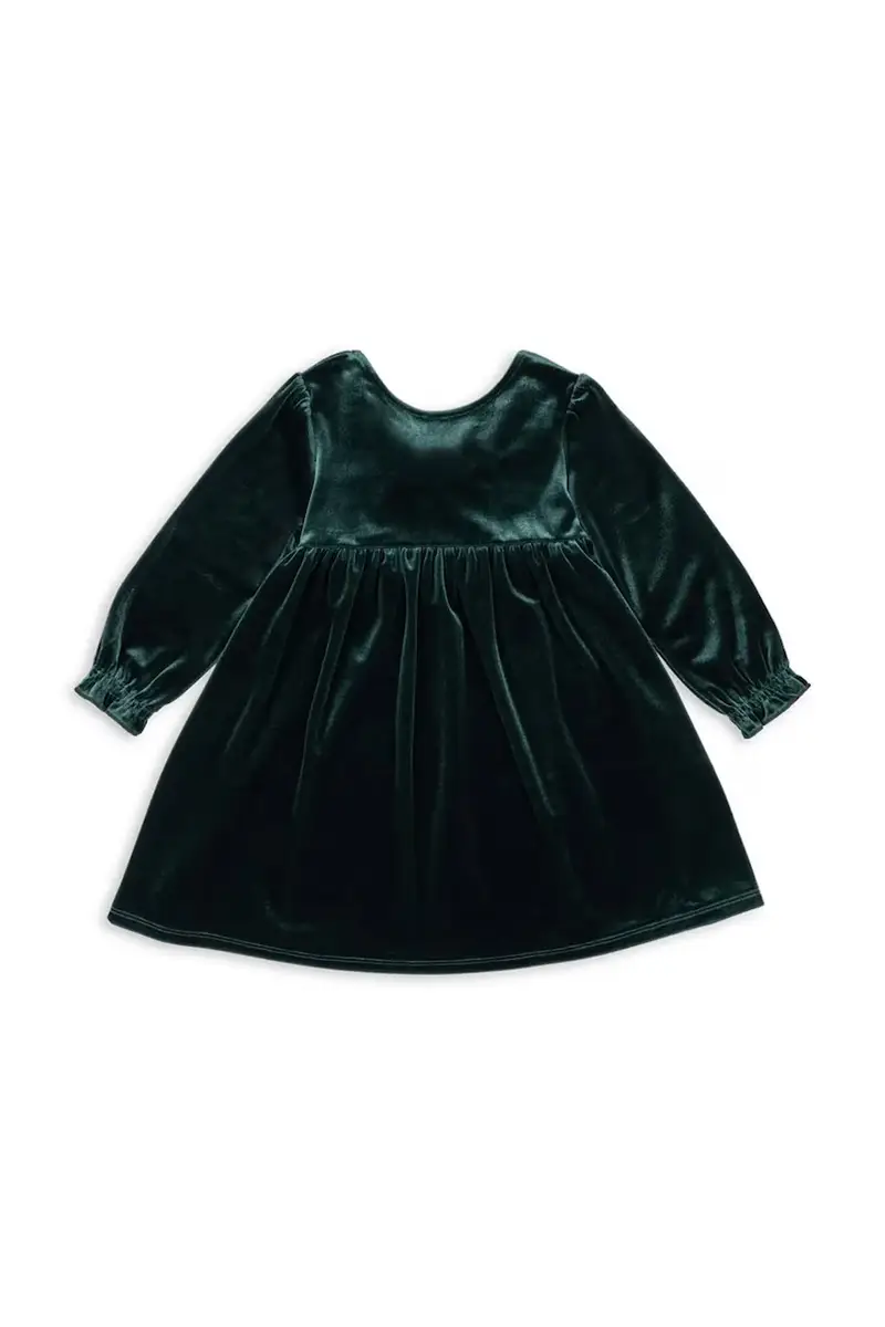 vestito di velluto per bambini GIA BOW DRESS GRS Verde miniatura 2