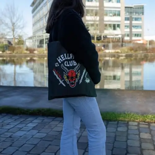 Konix Stranger Things Borsa Tote con manici lunghi - 38 x 42 cm - 100% poliestere - Design Hellfire Club miniatura 2
