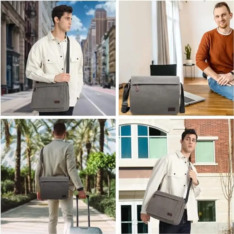 KONO Borsa a tracolla Uomo Grigio 1600483 miniatura 2