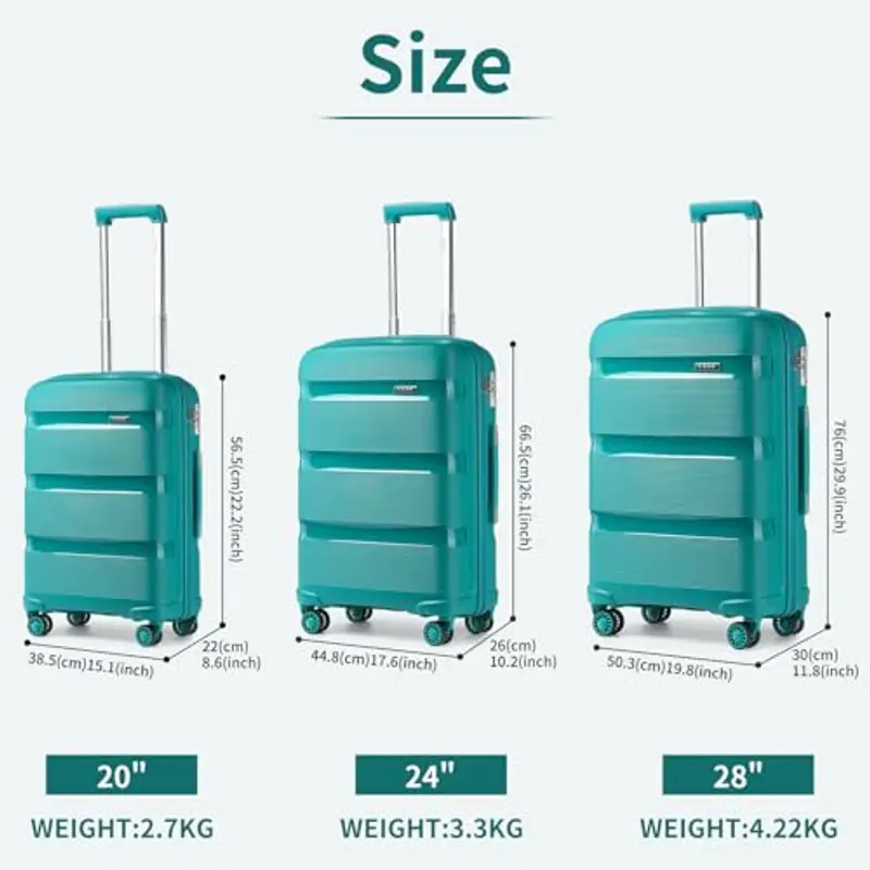 KONO Trolley Bagaglio a Mano 55cm con Lucchetto TSA Robusto Polipropilene Valigia 40L miniatura 3