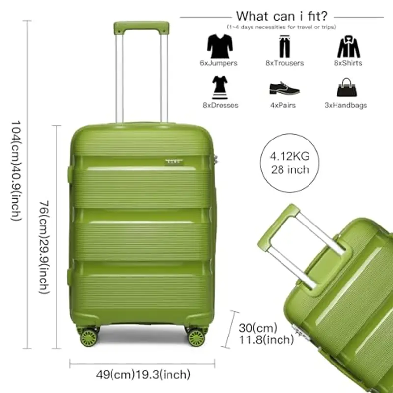 KONO Valigia Trolley Rigida Bagaglio a Mano 55cm Leggero in Polipropilene Valige con 4 Ruote e TSA Lucchetto miniatura 3