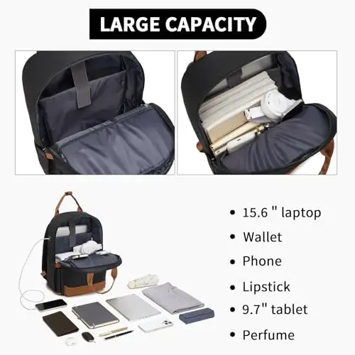 KONO Zainetto Zaino Porta PC, Zaino per Computer Portatile da 15, 6 Pollici, Elegante da Donna, Impermeabile Antifurto miniatura 2