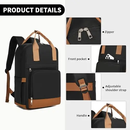 KONO Zainetto Zaino Porta PC, Zaino per Computer Portatile da 15, 6 Pollici, Elegante da Donna, Impermeabile Antifurto miniatura 3