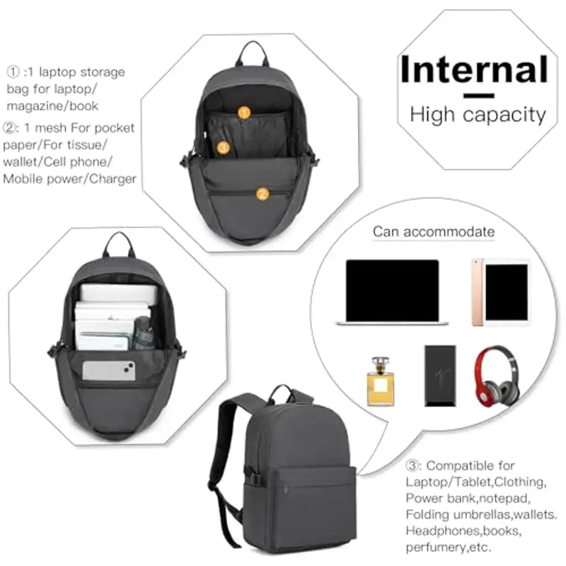 KONO Zaino casual Uomo Grigio 1600811 miniatura 3