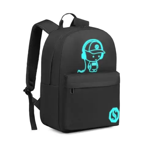 KONO Zaino con Effetto Glow in the Dark, 15,4 Pollici Leggero per Laptop - Zaino Uomo Donna per Scuola, Viaggi e Sport