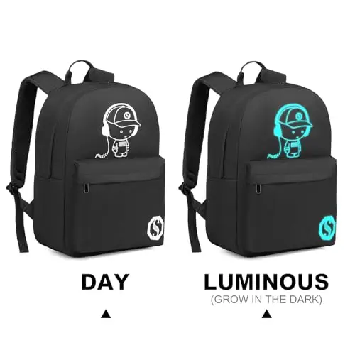 KONO Zaino con Effetto Glow in the Dark, 15, 4 Pollici Leggero per Laptop - Zaino Uomo Donna per Scuola, Viaggi e Sport miniatura 2