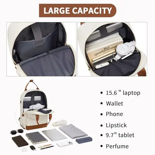 KONO Zaino Porta PC, Zaino per Computer Portatile da 15, 6 Pollici, Elegante da Donna, Impermeabile Antifurto, Capiente miniatura 2
