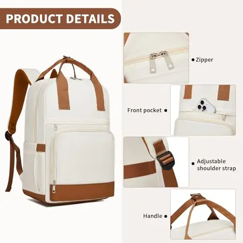 KONO Zaino Porta PC, Zaino per Computer Portatile da 15, 6 Pollici, Elegante da Donna, Impermeabile Antifurto, Capiente miniatura 3