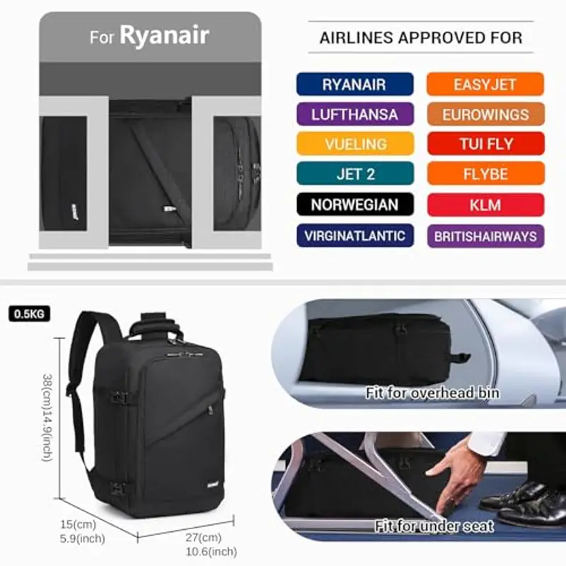 KONO Zaino da viaggio Nero 797357 miniatura 2