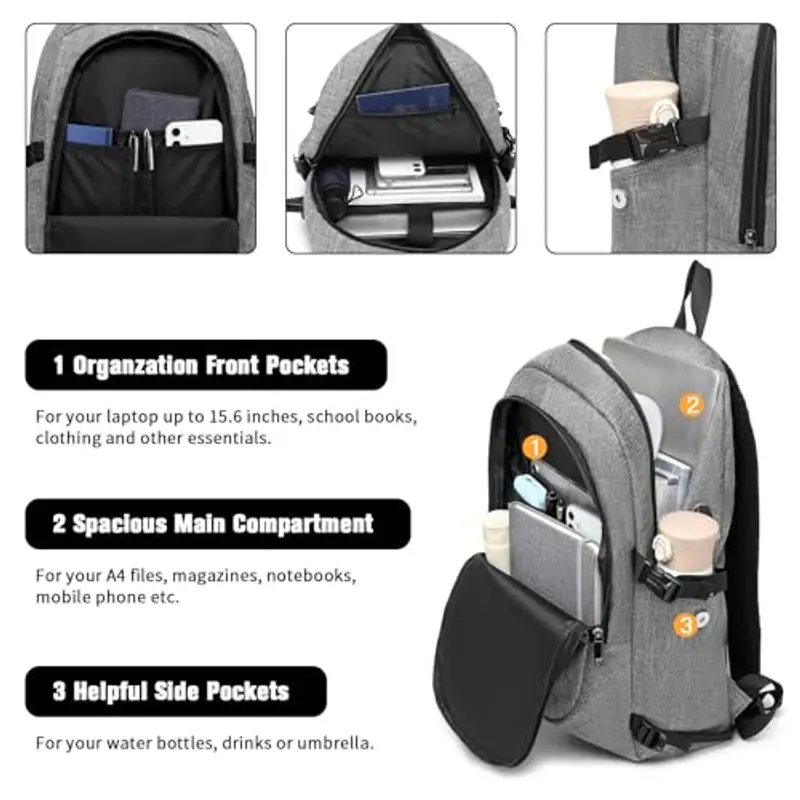 KONO Zaino da viaggio Uomo Grigio 1961931 miniatura 3