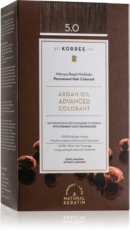 Argan Oil tinta permanente per capelli con olio di argan colore 5.0 castano chiaro