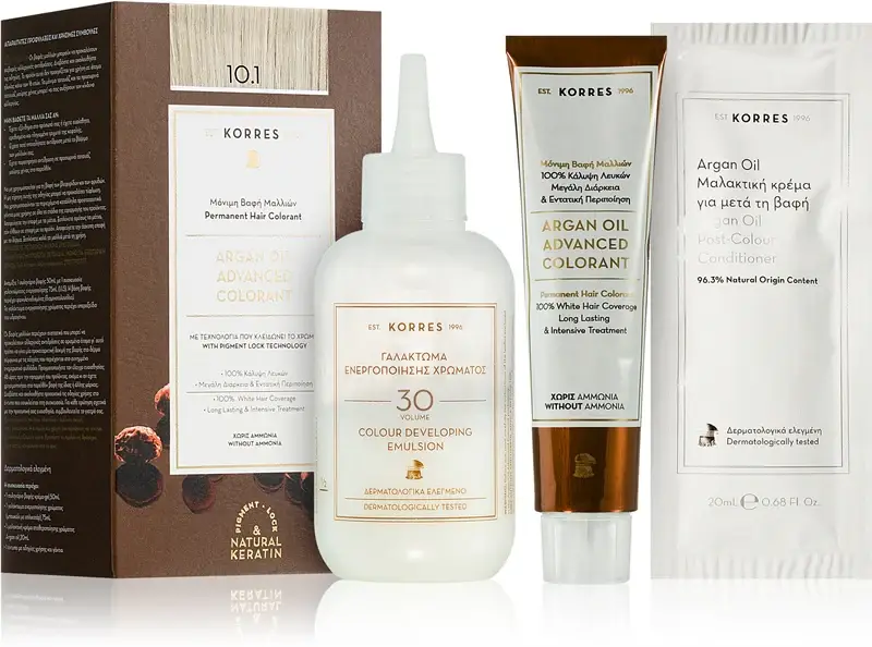 Colorazione Permanente Con Olio Di Argan Korres - 10.1 BIONDO PLATINO CENERE