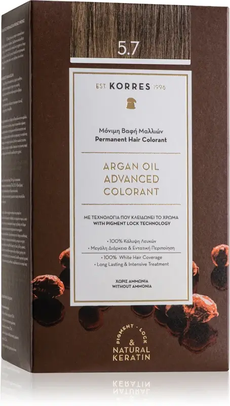 Colorazione Permanente Con Olio Di Argan Korres - 5.7 Cioccolato