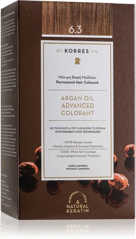 Colorazione Permanente Con Olio Di Argan Korres - 6.3 BIONDO MIELE DORE