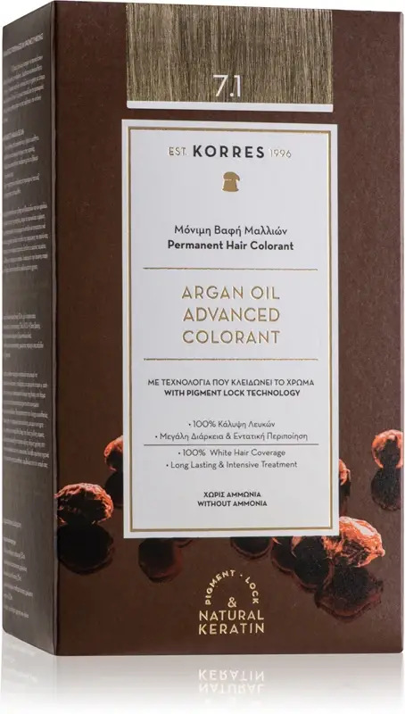 Colorazione Permanente Con Olio Di Argan Korres - 7.1 BIONDO CENERE