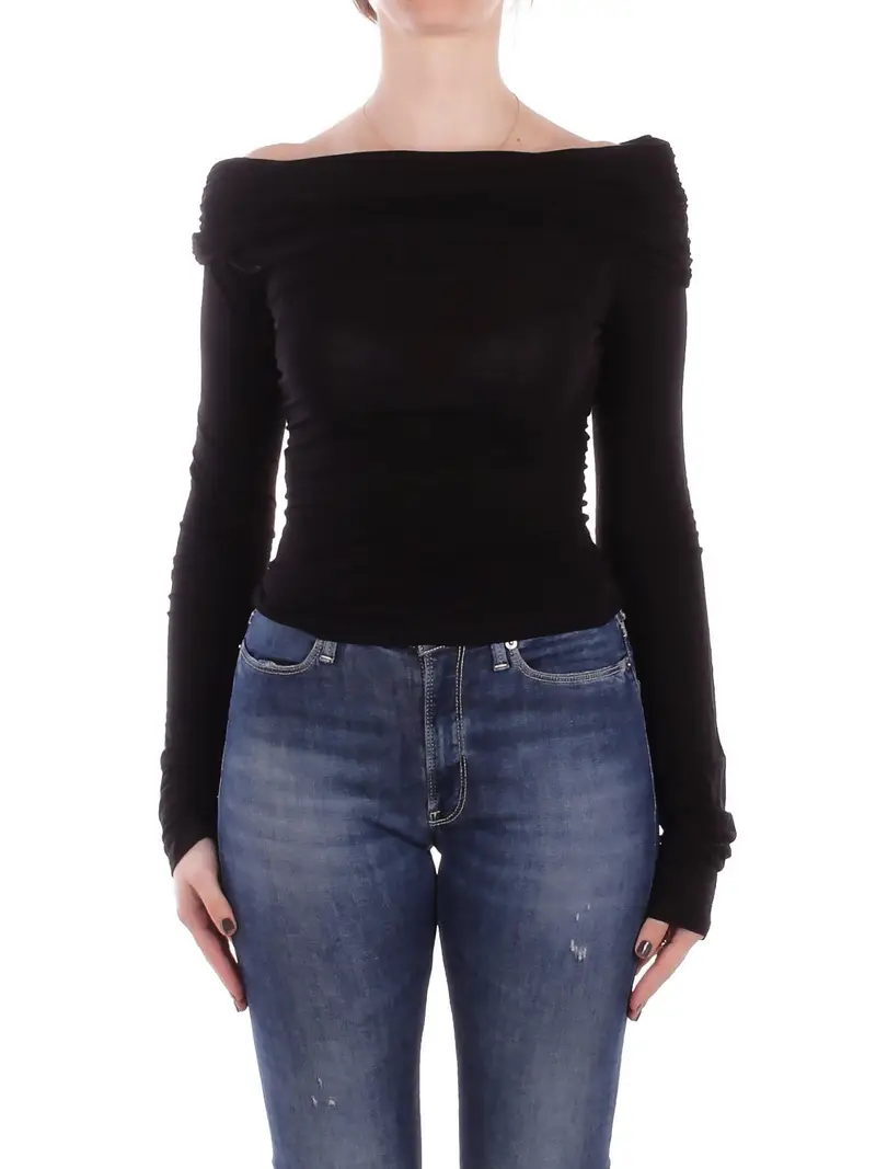 Maglia Donna KOSTUMN1° Nero Maglia s.barca arricciato