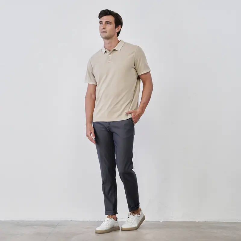 Pantaloni lunghi blu da uomo in cotone con tasche