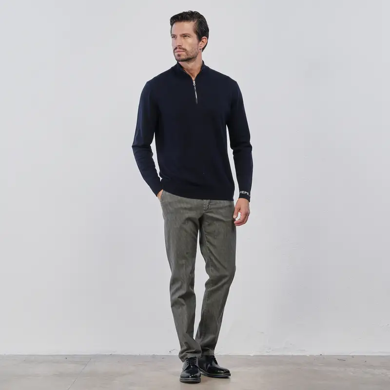 Pantaloni lunghi grigi da uomo in fantasia spigata