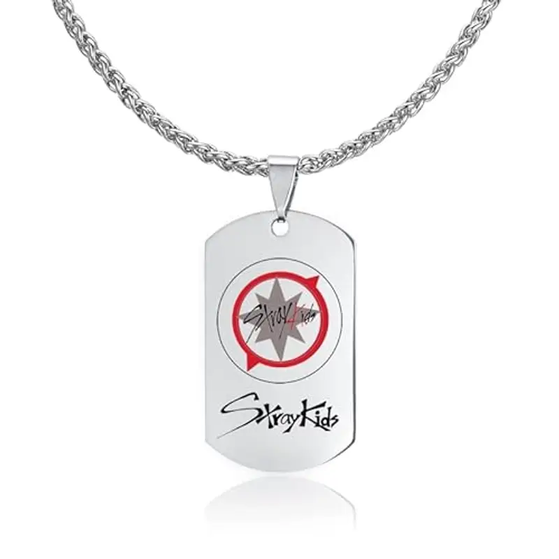 Kpop Stray Kids Collana con ciondolo a forma di merch, per bambini, in acciaio inox, per regali, Acciaio inossidabile