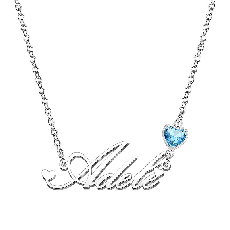 KRAVEN Collana Donna Pietra di Nascita Blu Incisa