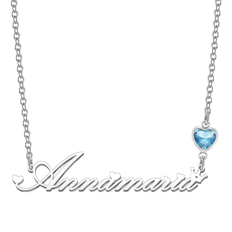 KRAVEN Collana Donna Pietra di Nascita Blu Incisa