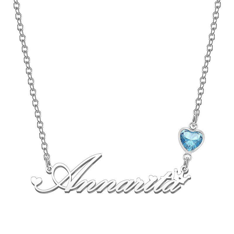 KRAVEN Collana Donna Pietra di Nascita Blu Incisione