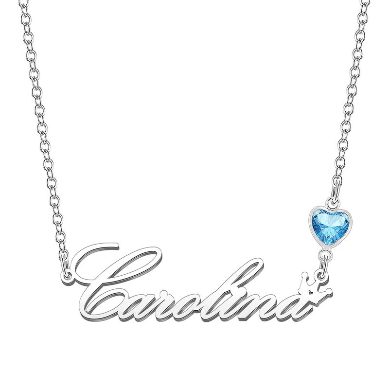 KRAVEN Collana Donna Pietra Nascita Blu Incisa