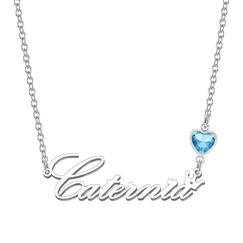 KRAVEN Collana Donna Pietra di Nascita Blu Incisione Personalizzata