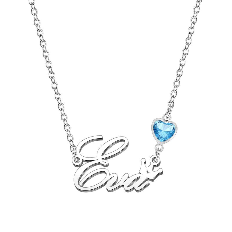 KRAVEN Collana Donna Pietra Nascita Blu Incisa Personalizzata