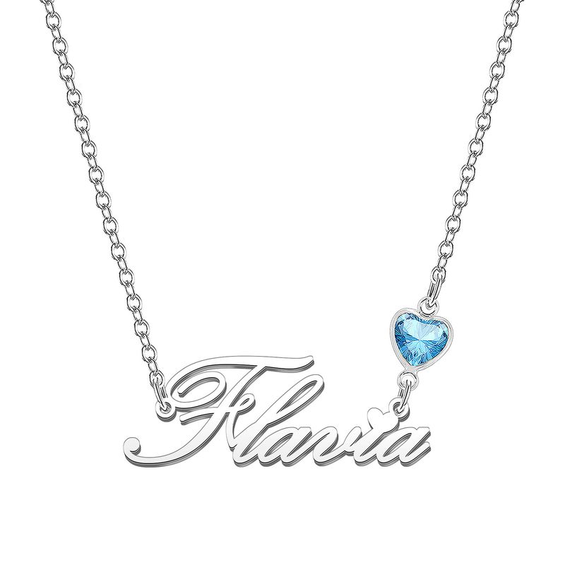 KRAVEN Collana Donna Pietra Nascita Blu Personalizzata Incisa (Flavia)