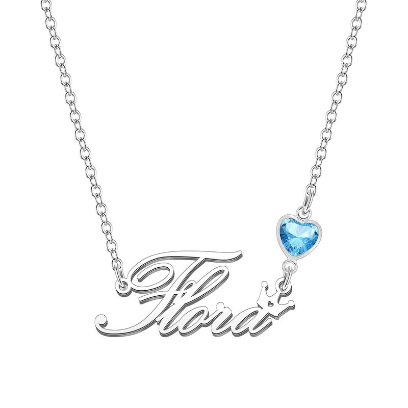 KRAVEN Collana Donna Pietra di Nascita Blu Incisa