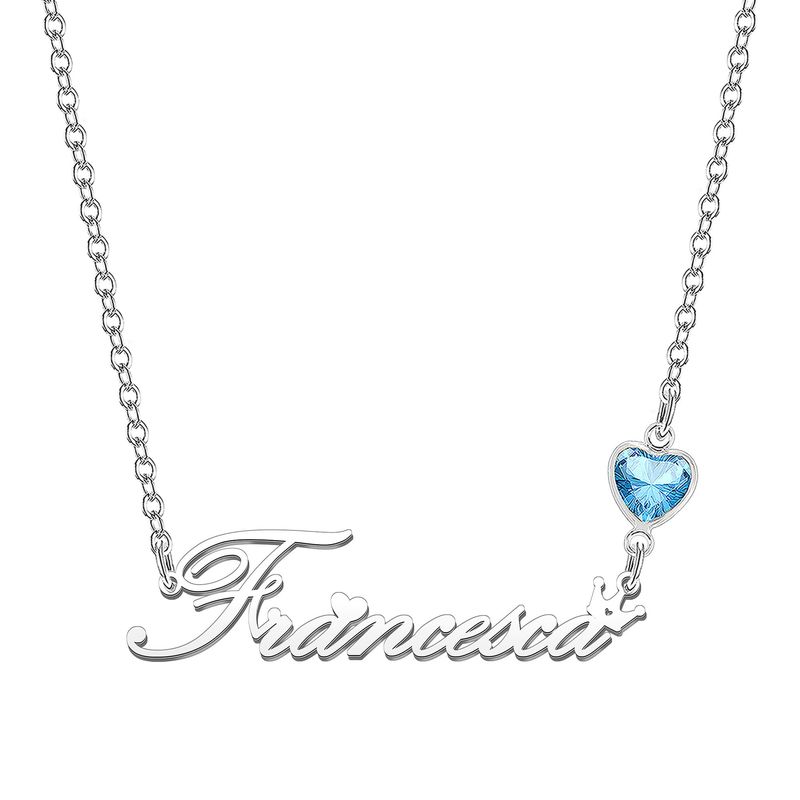 KRAVEN Collana Donna Pietra di Nascita Blu Incisione Nome Personalizzato