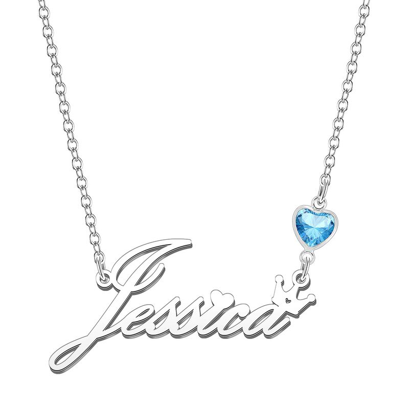 KRAVEN Collana Donna Pietra Nascita Blu Incisione Nome