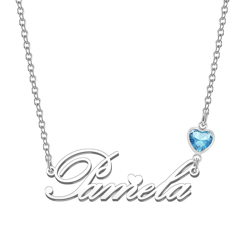 KRAVEN Collana Donna Pietra di Nascita Blu Incisa con Nome