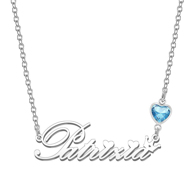 KRAVEN Collana Donna Pietra di Nascita Blu Incisa