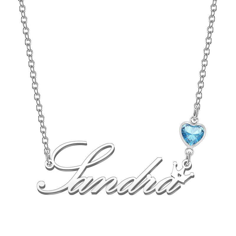 KRAVEN Collana Donna Pietra di Nascita Blu Incisa Nome Sandra