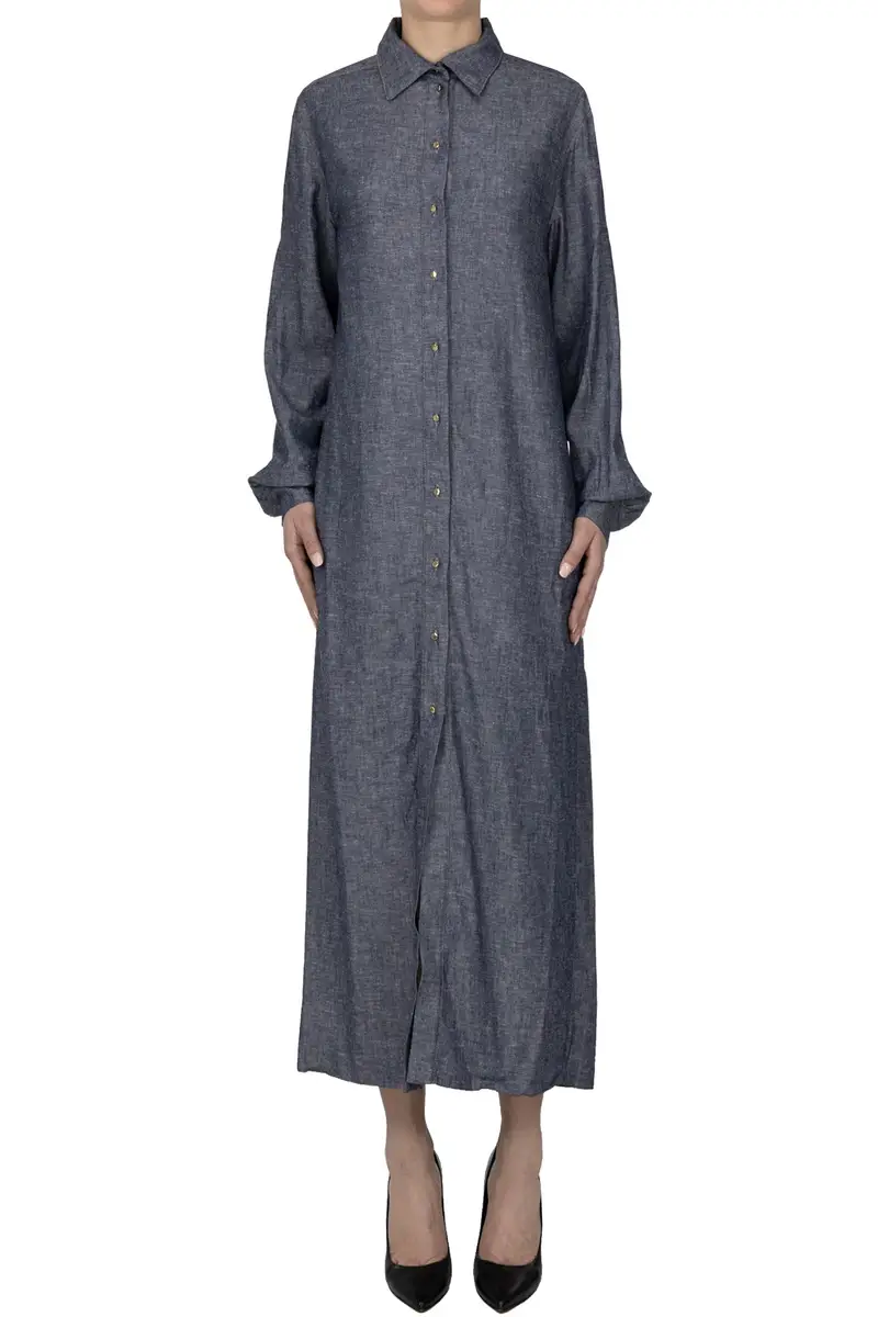 Abito chemisier in tessuto effetto denim