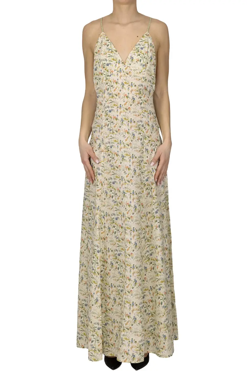 Abito sottoveste stampa floreale Panna