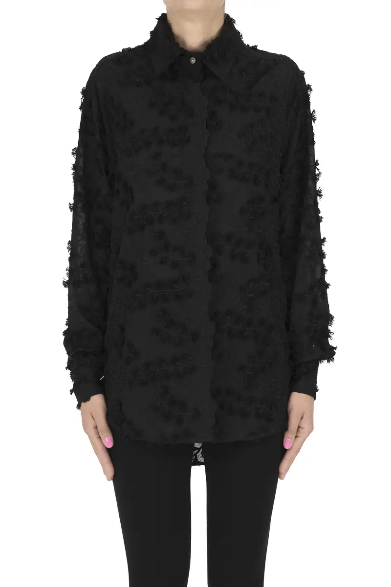 Camicia ricamata Nero