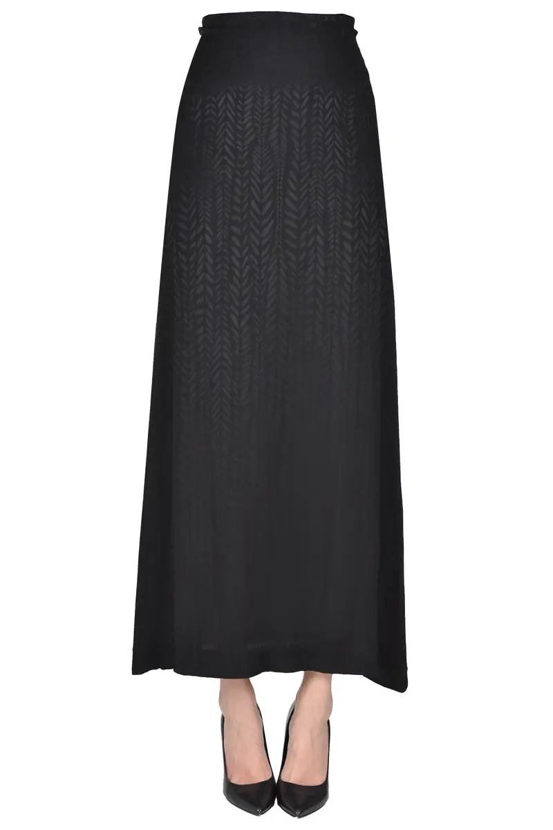 Gonna in satin jacquard Nero