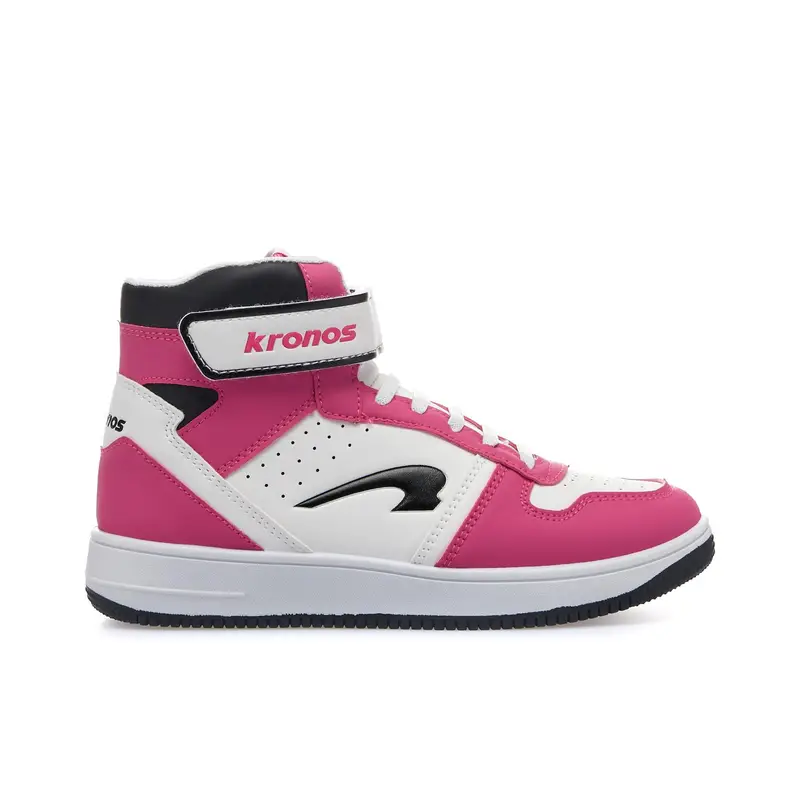 Sneakers basket bianche e fucsia da bambina con logo